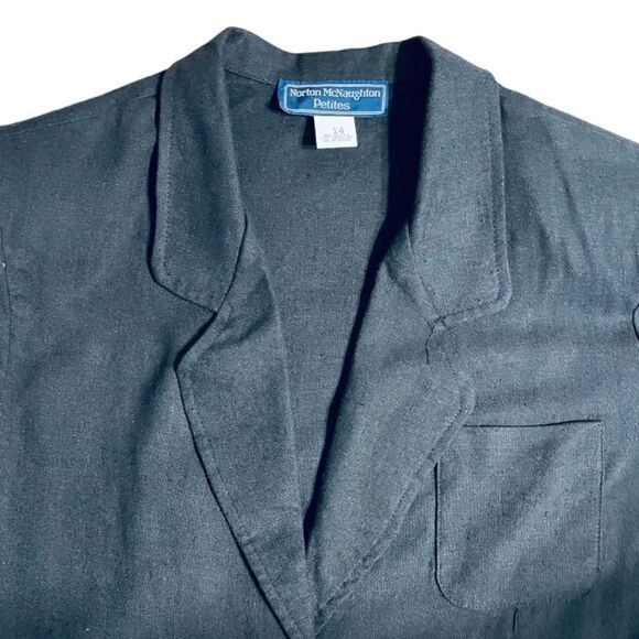 Black Petite Linen Mix Short Sleeve Jacket - Picture 5 of 10